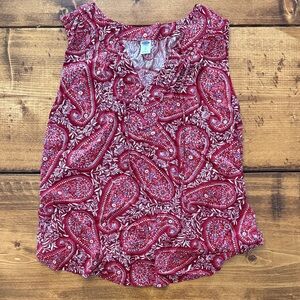 Old Navy Red Paisley Sleeveless Blouse